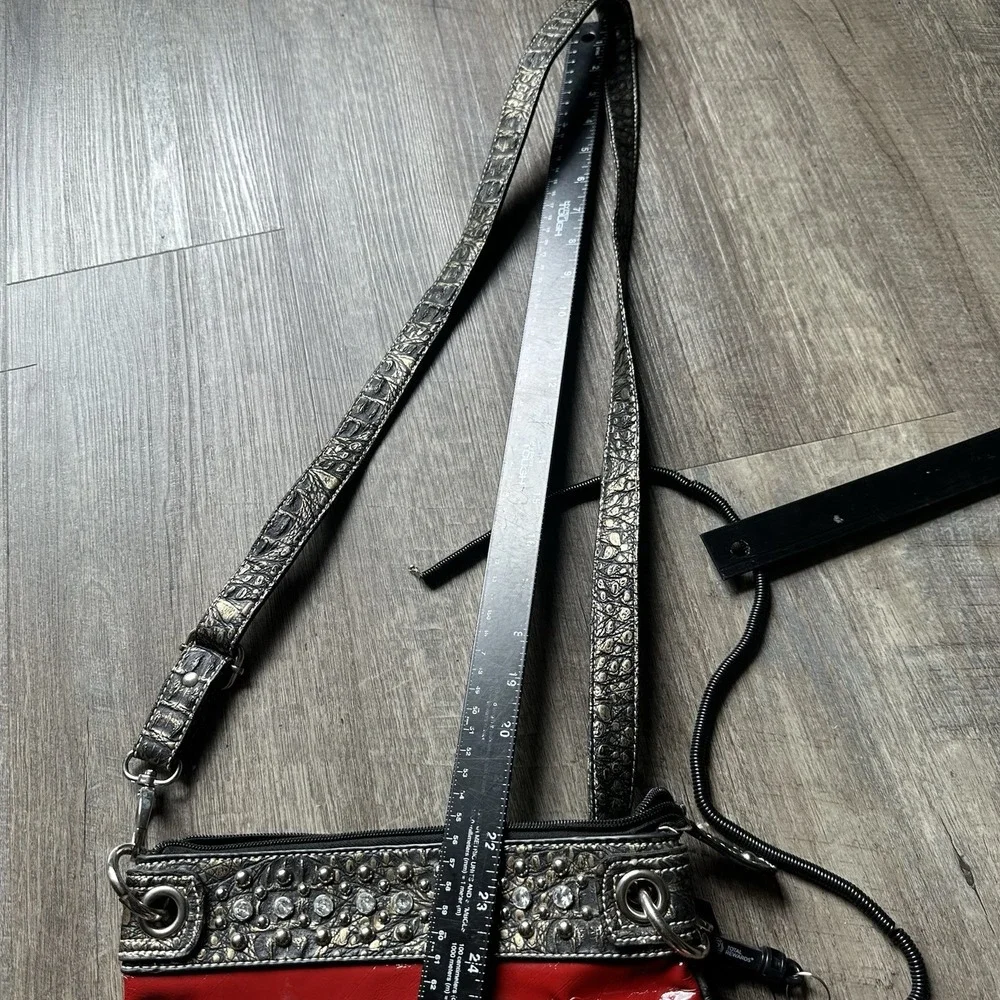 Rhinestone Skull Crossbody Purse Strap Glossy Y2K Grunge Mall Goth Red Black